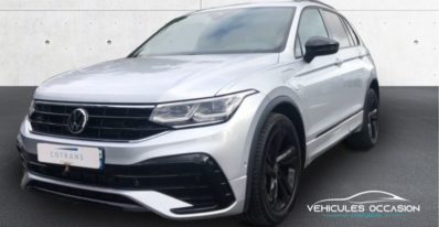 SUV hybride d'occasion, Volkswagen Tiguan 1.4 eHybrid 245ch, vue avant, à saisir chez Cotrans Le Port 974